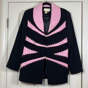 Italia Exclusive Women’s Pink/Black Blazer Rhinestone/Textured Size 12